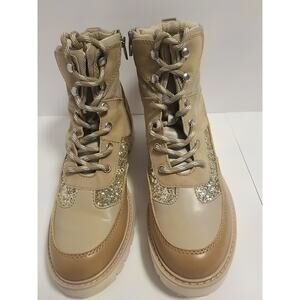 Dolce Vita - Pryor Zip and Lace Boots, Women, Brown w/Silver Glitter